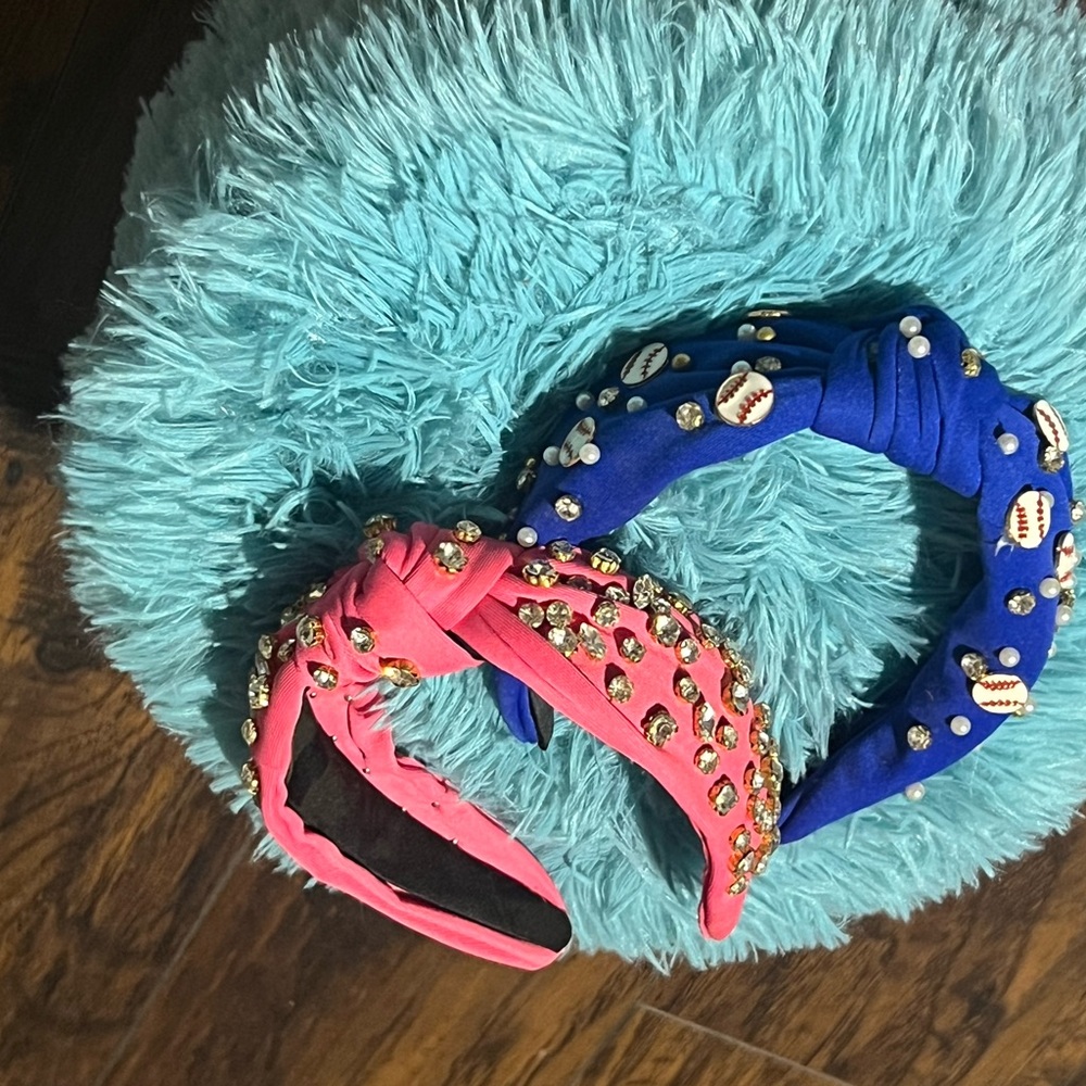 Embellished Pink and Blue Headbands